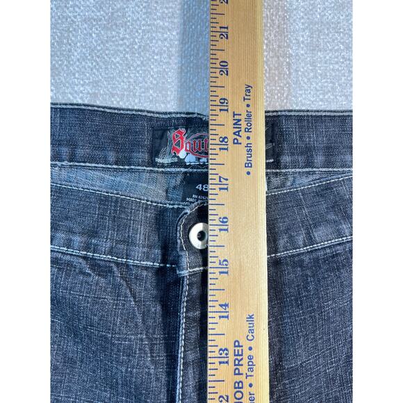 Southpole Men’s 48 Black Wide-Leg Baggy Denim Jeans Streetwear Y2K Hip Hop Urban - Picture 7 of 11